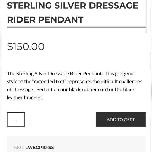 Lisa Welch Silver Dressage Equestrian Pendant Necklace - Picture 5 of 6